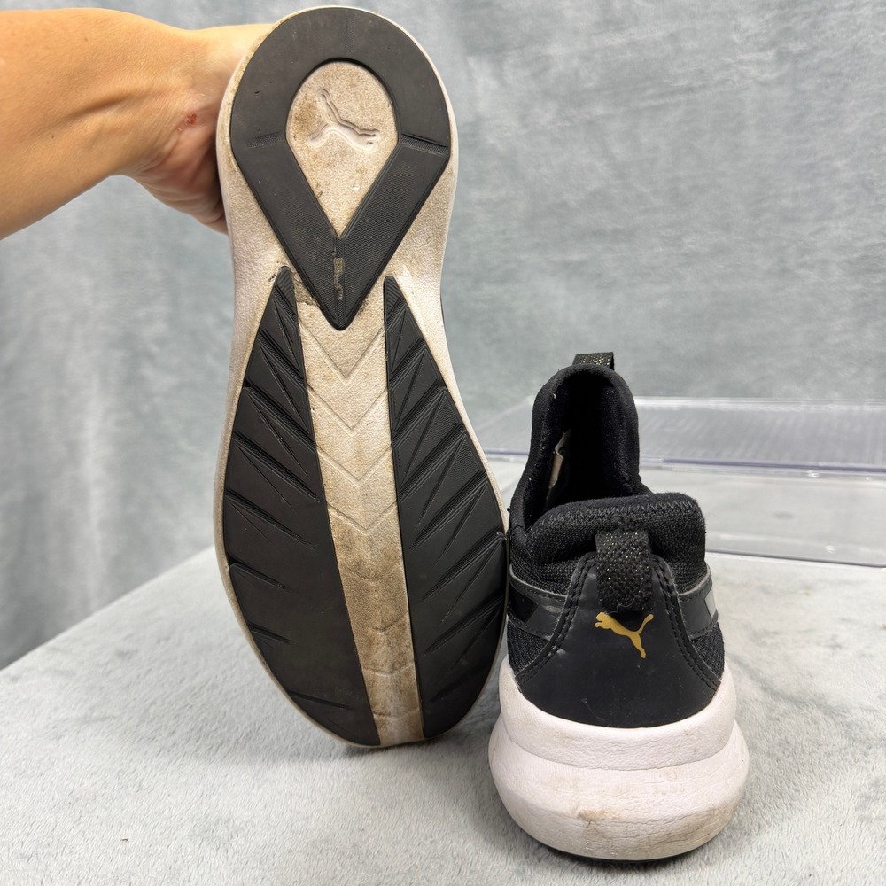 Puma Womens 8.5 Black Gold SoftFoam Slip On Sneaker 191252-02 Athleisure McBling - Picture 9 of 11